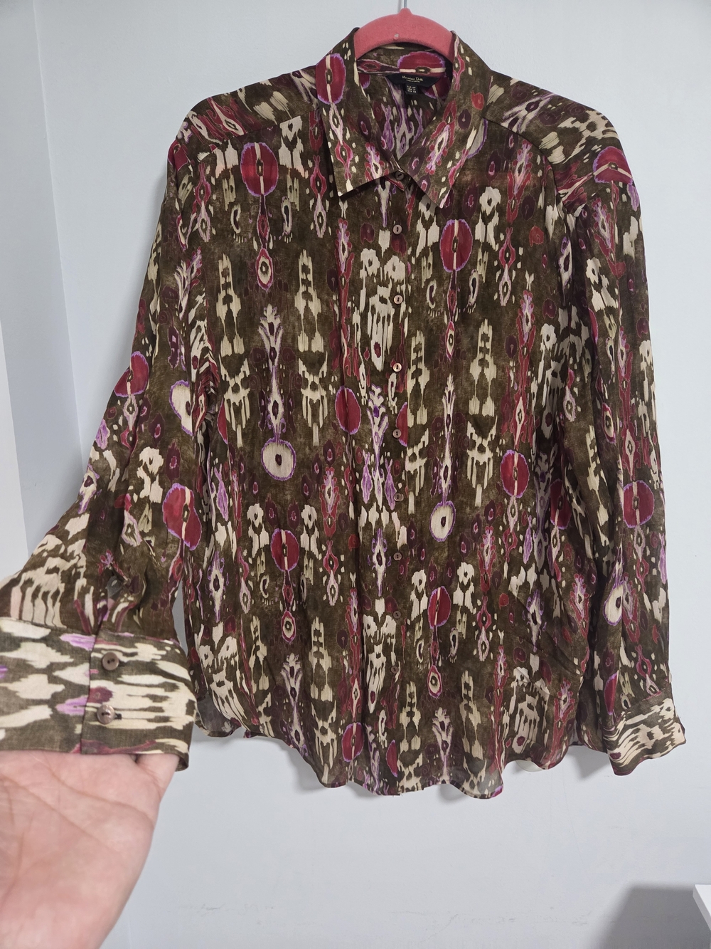 MASSIMO DUTTI Button Up Silk Blouse Blouse Shirt Women's Sz 12